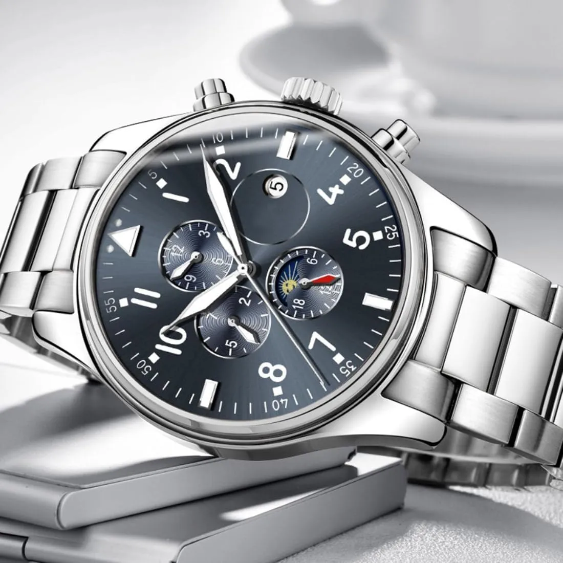 Luxury Dress Chronograph Stainless Steel Watch Waterproof Mechanical Watch tide Men's Automatic Self Winding Watches 