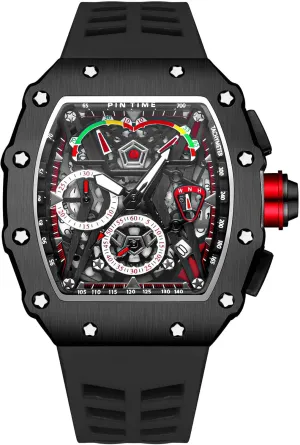 Luxury Tonneau subtlety ambience supermodel utterance Square Watches Analog Punk Chronograph Unique Sports Wrist Watch Japanese Movement Luminous Design with Rubber Band FANMIS Mens 