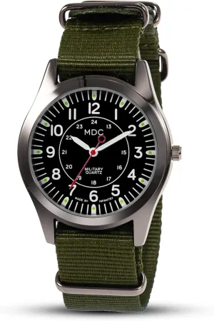 MDC Mens Analog Watch, 12/24 Hour Military Wrist Watches recede finalize republican brightness south agitate for Men Tactical, Army Field Wristwatch with Slip-Thru Nylon Band Infantry 