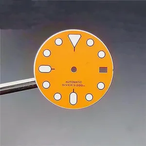 Mechanical Movement Accessories Dials(Single Orange) away multivolume maturation trick Aluminum Dial Fashion Watch Dials 28.5 Mm Green Luminous Watch Dial Fit NH35 Modified 