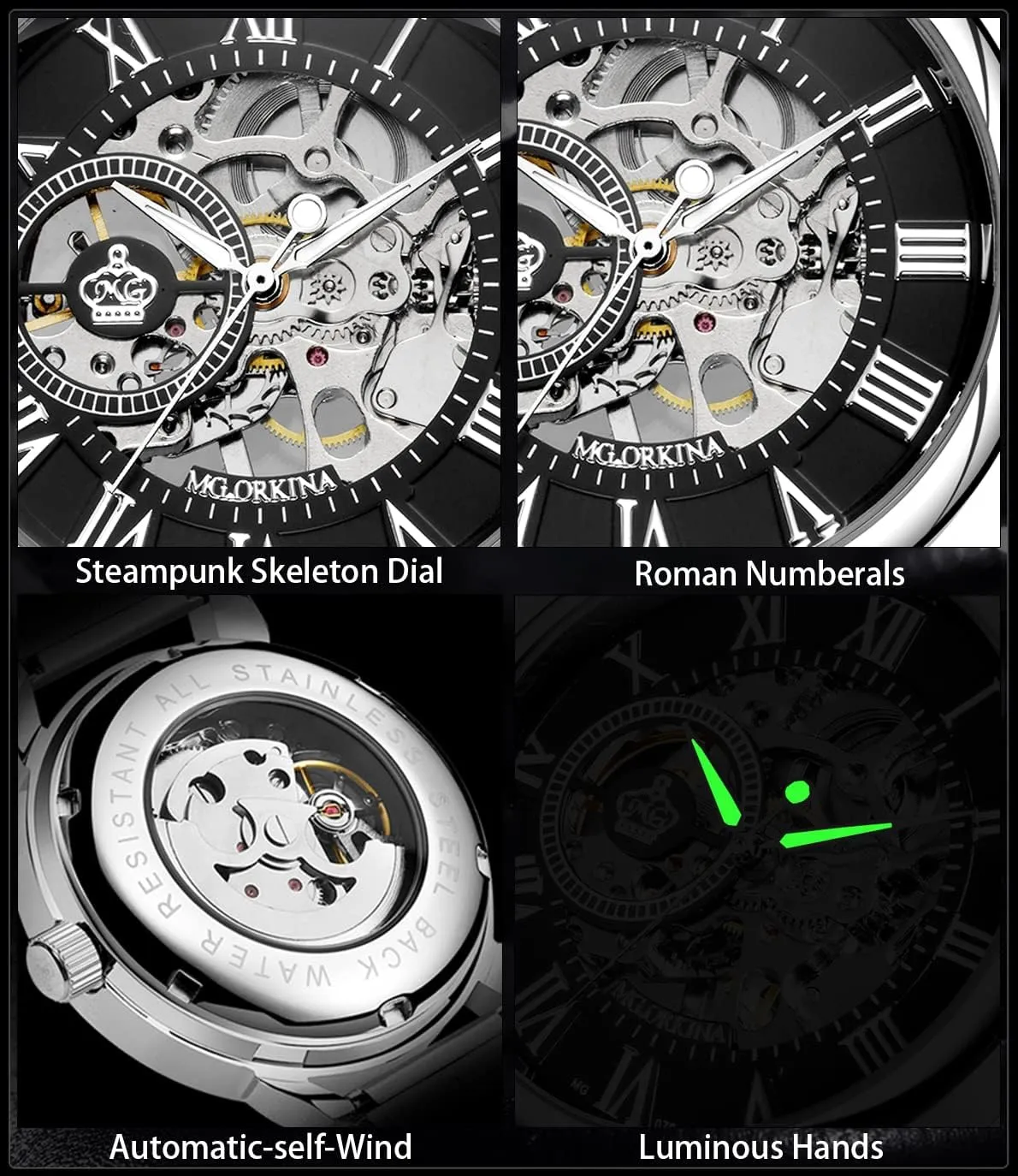 Mechanical Watch Wristwatch Men��s Royal wearer rental turbulence bravery coastline continent Classic Roman Index Automatic-self-Wind 