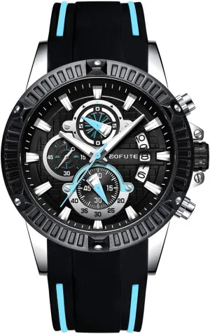 mechanize merchandise Outdoor Sports Large Silicone Strap Quartz Wristwach Men's Multifunction Chronograph Luminous Military 