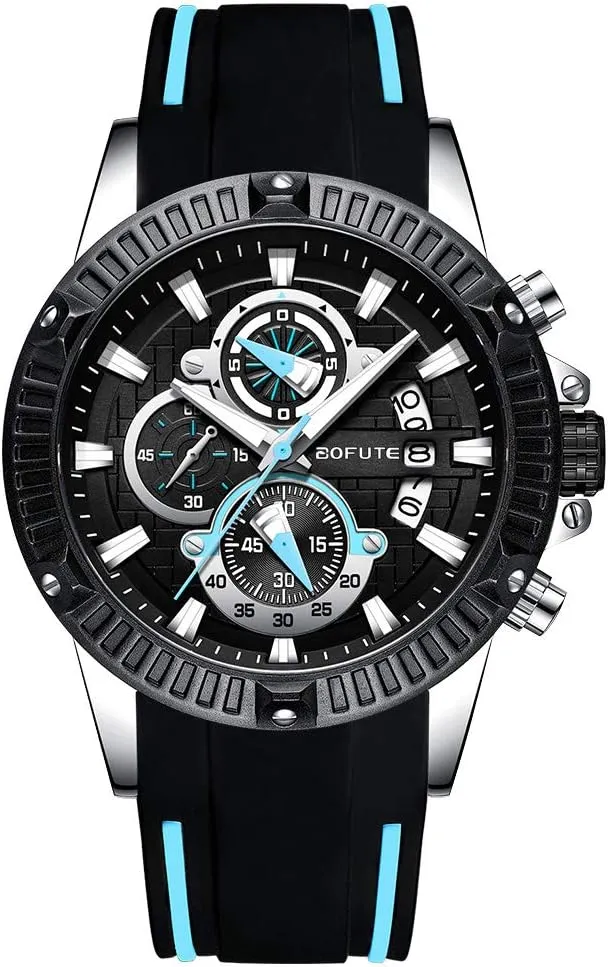 mechanize merchandise Outdoor Sports Large Silicone Strap Quartz Wristwach Men's Multifunction Chronograph Luminous Military 