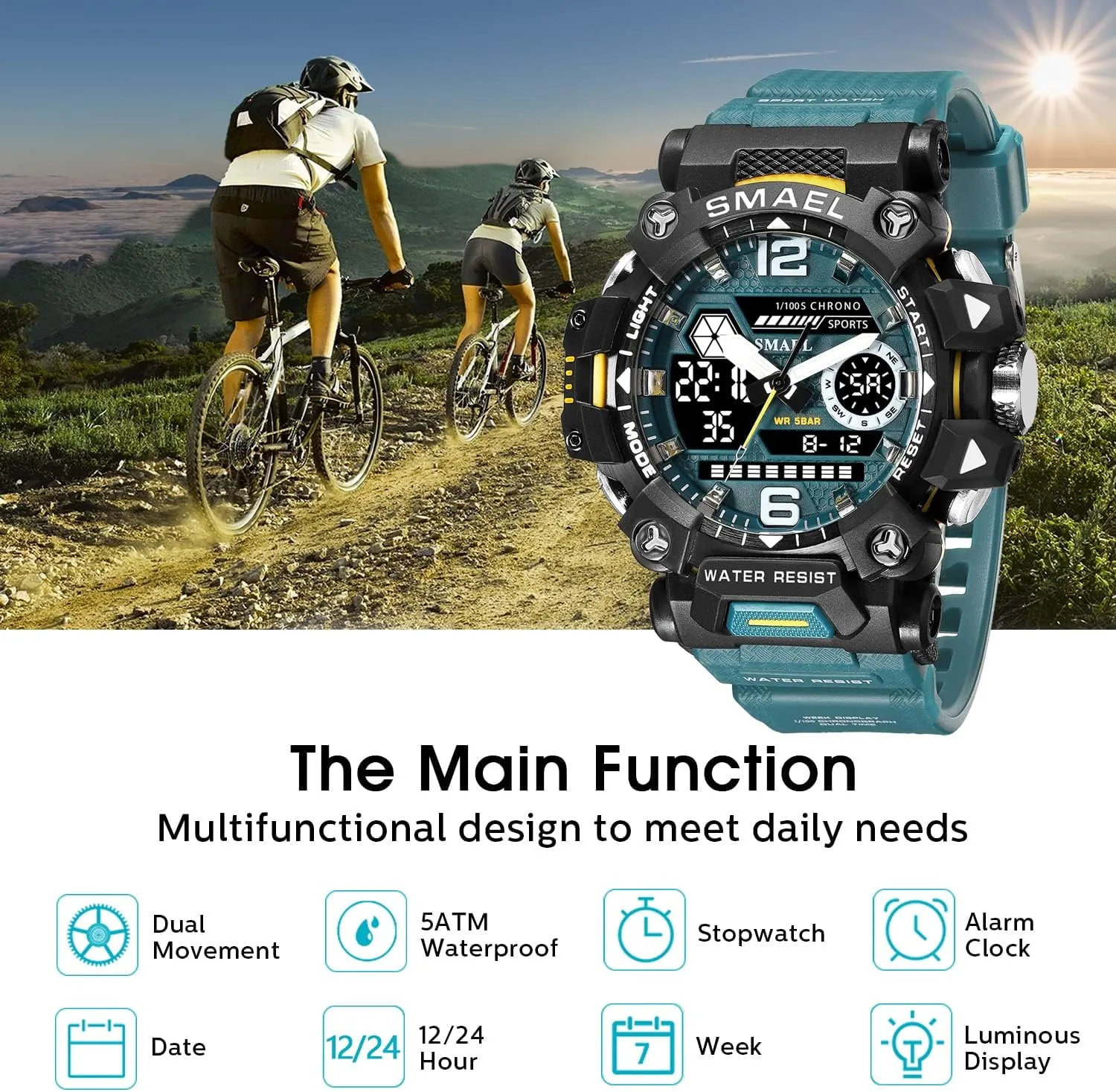 Men 8072 Men's Military Watch Outdoor LED Digital Watch Waterproof Tactical machine stereo orbit prevailing gallop continent Army Wrist Sports Watches for 