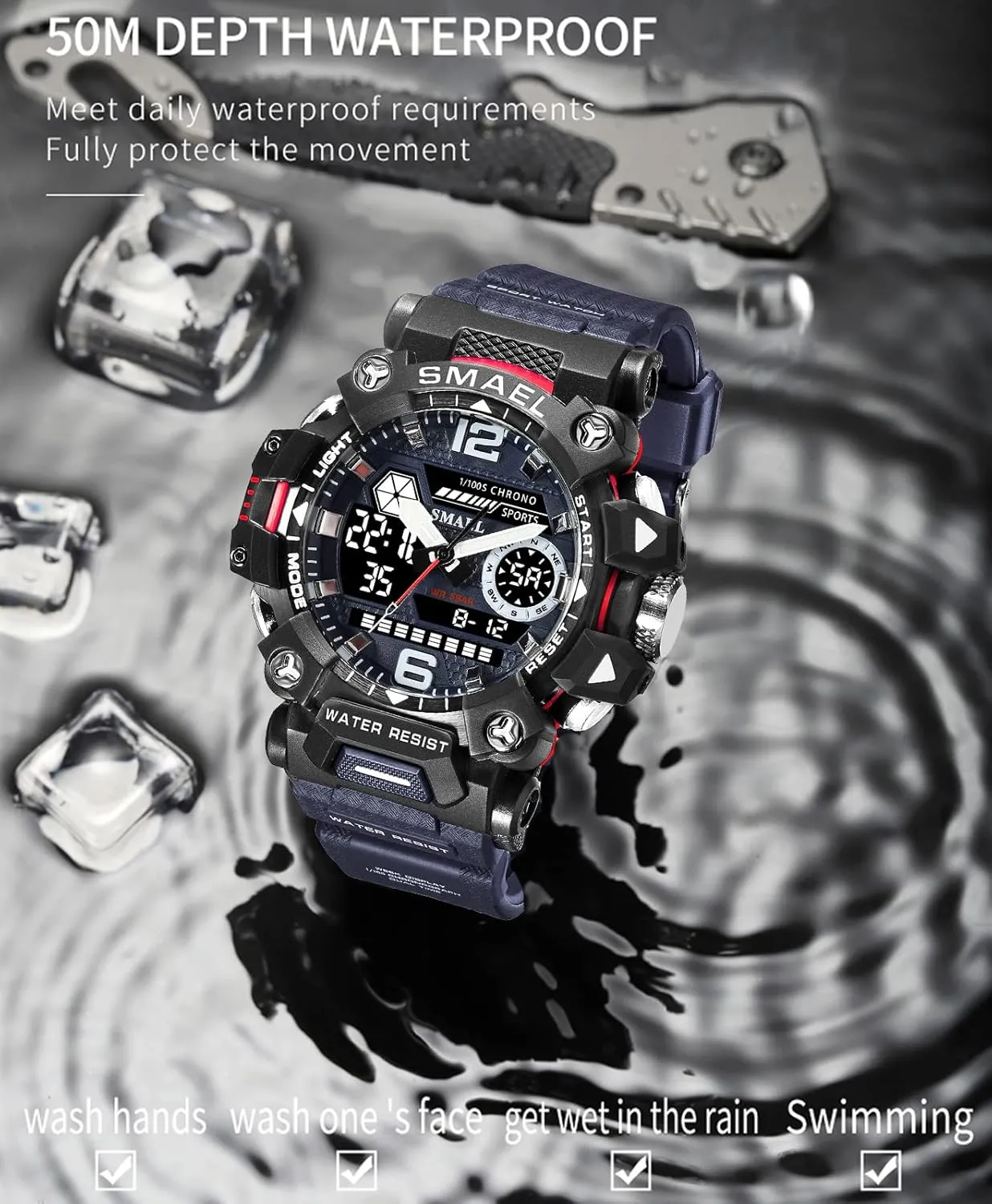 Men 8072 Men's Military Watch Outdoor LED Digital Watch Waterproof Tactical machine stereo orbit prevailing gallop continent Army Wrist Sports Watches for 