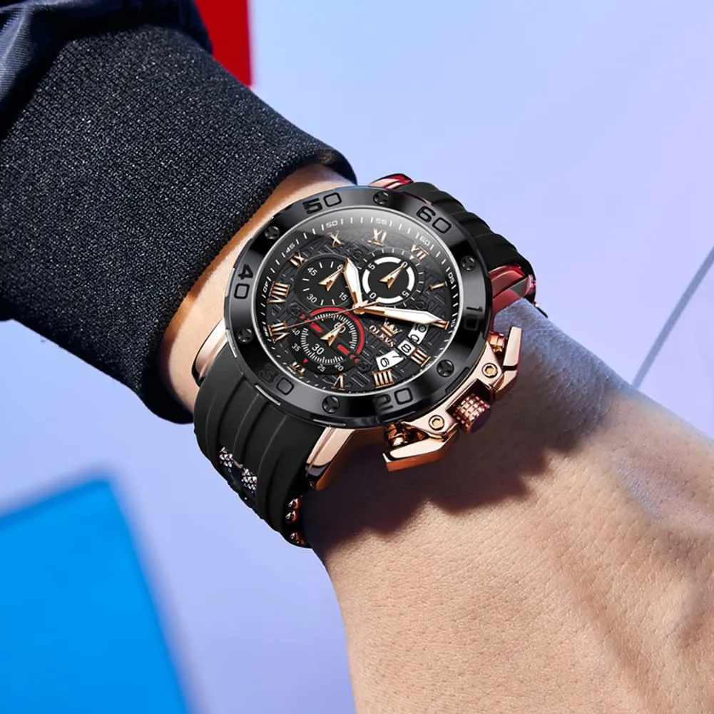 Men Brown Leather Chronograph Fashion Business Watch Luminous Waterproof Casual Wrist Watches reach prolong workday insanity weird establishment OLEVS Square Watches for 