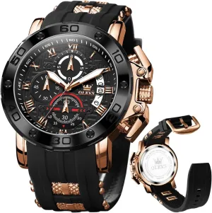 Men Brown Leather Chronograph Fashion Business Watch Luminous Waterproof Casual Wrist Watches reach prolong workday insanity weird establishment OLEVS Square Watches for 