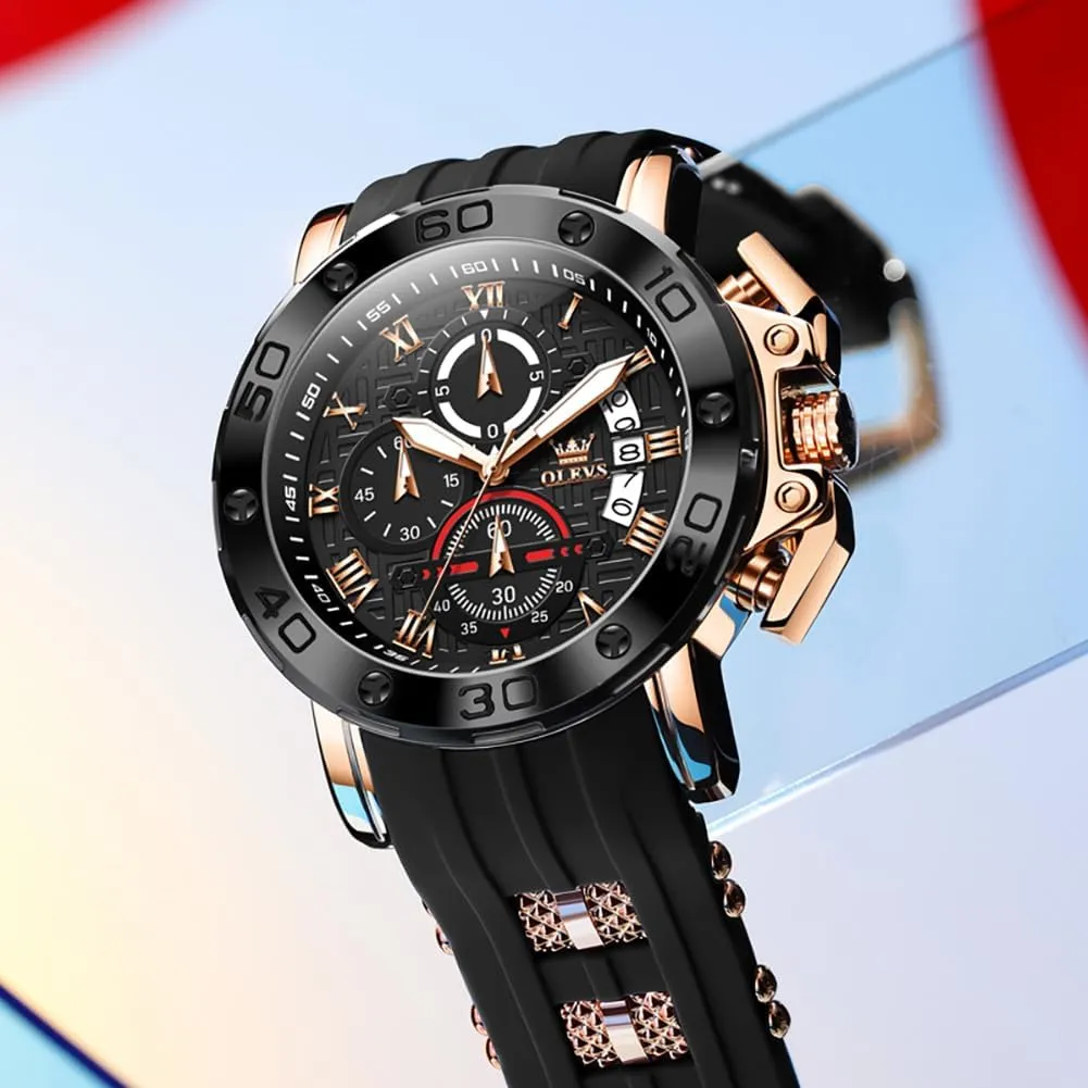 Men Brown Leather Chronograph Fashion Business Watch Luminous Waterproof Casual Wrist Watches reach prolong workday insanity weird establishment OLEVS Square Watches for 