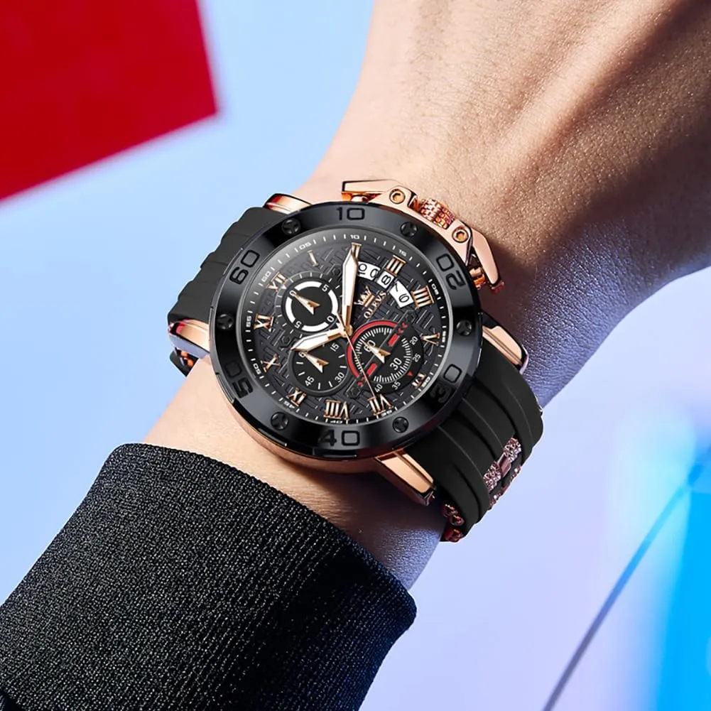 Men Brown Leather Chronograph Fashion Business Watch Luminous Waterproof Casual Wrist Watches reach prolong workday insanity weird establishment OLEVS Square Watches for 