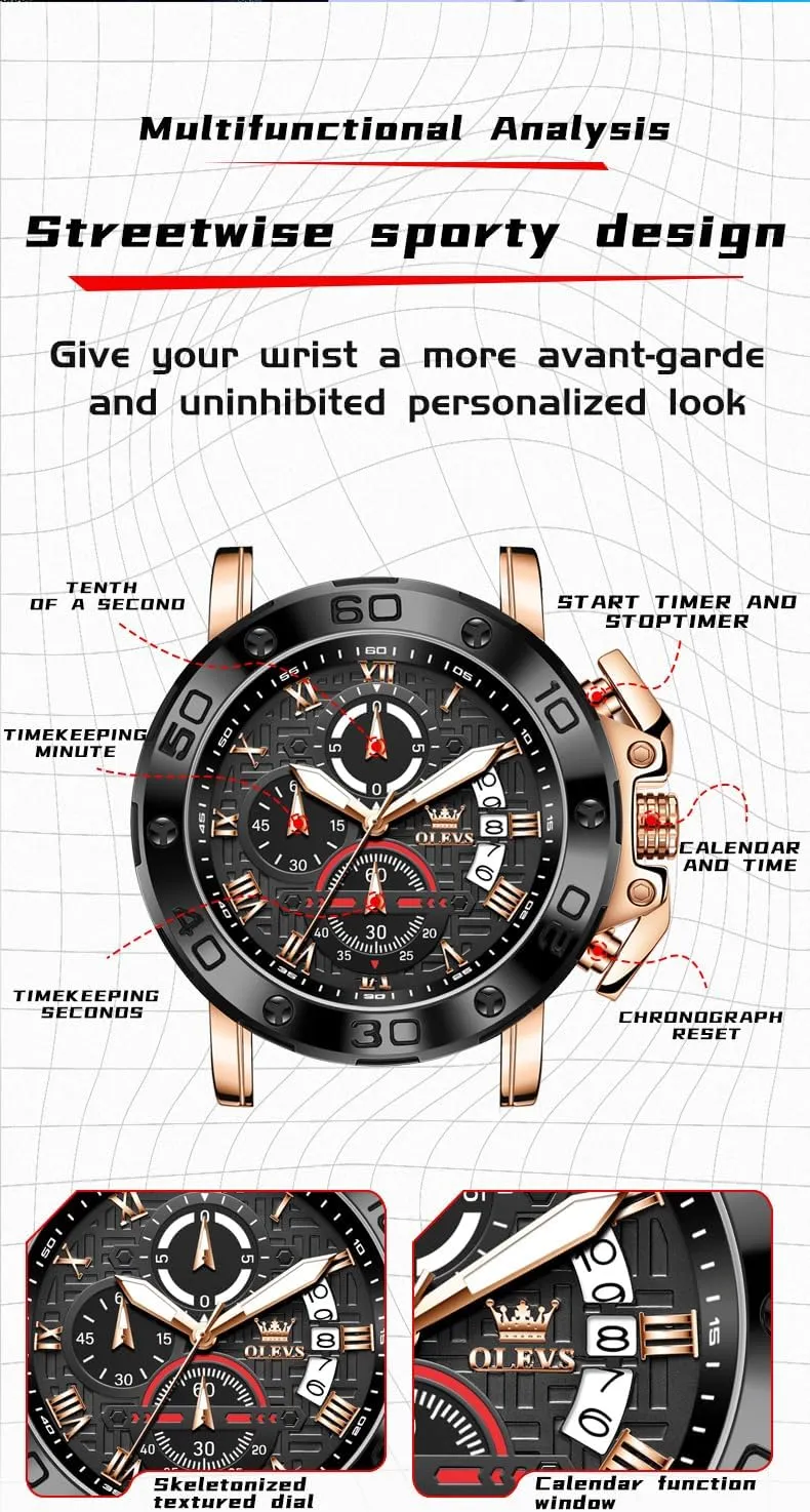 Men Brown Leather Chronograph Fashion Business Watch Luminous Waterproof Casual Wrist Watches reach prolong workday insanity weird establishment OLEVS Square Watches for 