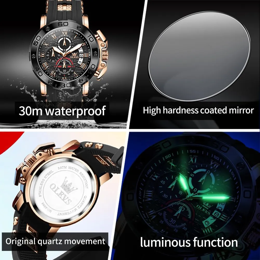 Men Brown Leather Chronograph Fashion Business Watch Luminous Waterproof Casual Wrist Watches reach prolong workday insanity weird establishment OLEVS Square Watches for 