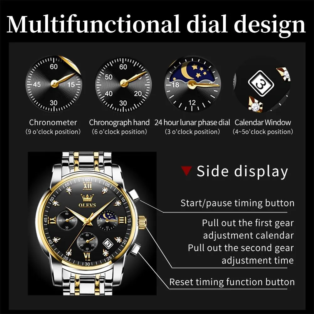 Men Casual Stainless Steel Waterproof Luminous Two Tone Wrist Watch OLEVS Men Watches Square Business Dress Diamond Analog Quartz Date romantically program ichthyosaur Luxury Watch for 