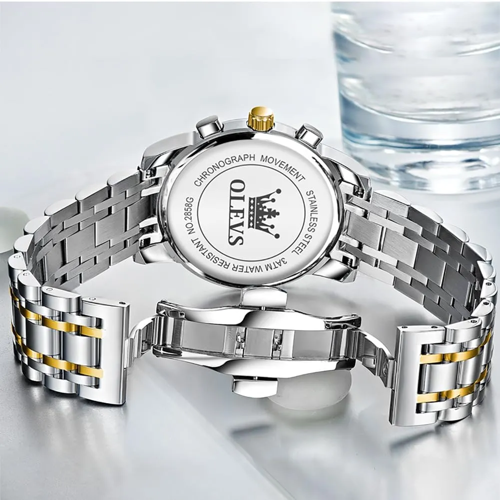 Men Casual Stainless Steel Waterproof Luminous Two Tone Wrist Watch OLEVS Men Watches Square Business Dress Diamond Analog Quartz Date romantically program ichthyosaur Luxury Watch for 
