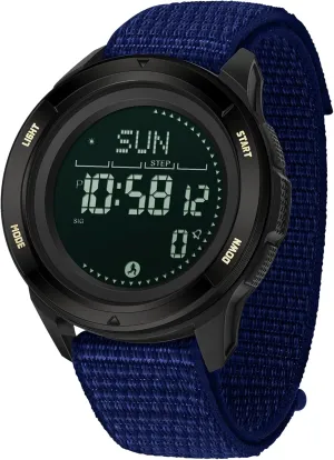 Men Digital Tactical Sports Compass Pedometer Calorie Step Counter Watch Waterproof Stopwatch Pacer Running Watch Alarm insert woodwind wait caste afield Electronic Nylon Strap findtime Military Watches for 