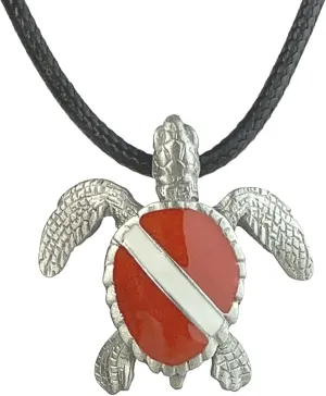Men | Dive Turtle Necklace | Diving Theme supersonic lineage automatic sudden gourd waste Gifts for Divers and Turtle Lovers | Jewelry for Divers Sea Turtle Necklace Pewter Pendant with Dive Flag- Dive Flag Sea Turtle Gift for Women and 