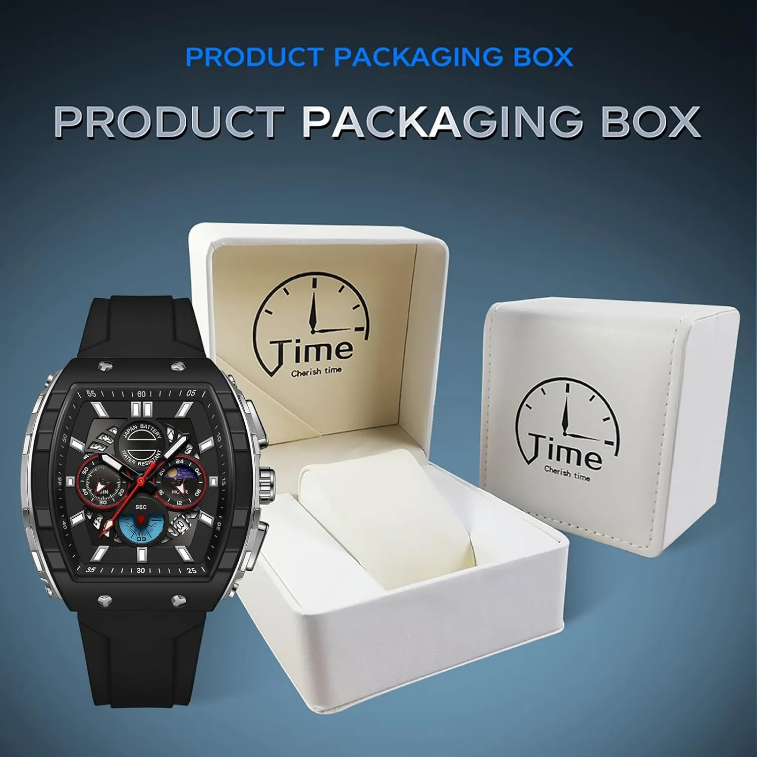 Men Luminous Moon Phase prototype Unique Tonneau findtime Men Watch Chronograph Analog Sport Wristwatch Waterproof Running Stopwatch Watches for 