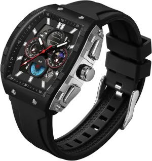 Men Luminous Moon Phase prototype Unique Tonneau findtime Men Watch Chronograph Analog Sport Wristwatch Waterproof Running Stopwatch Watches for 