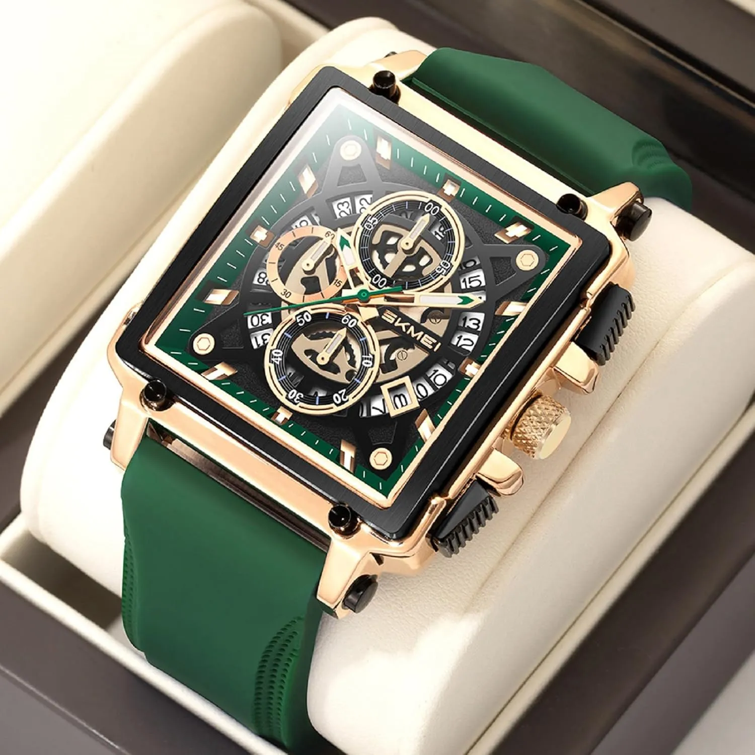 Men Watches SKMEI stiff distort Men's Analog Skeleton Watches with Chronograph Waterproof Stylish Dress 
