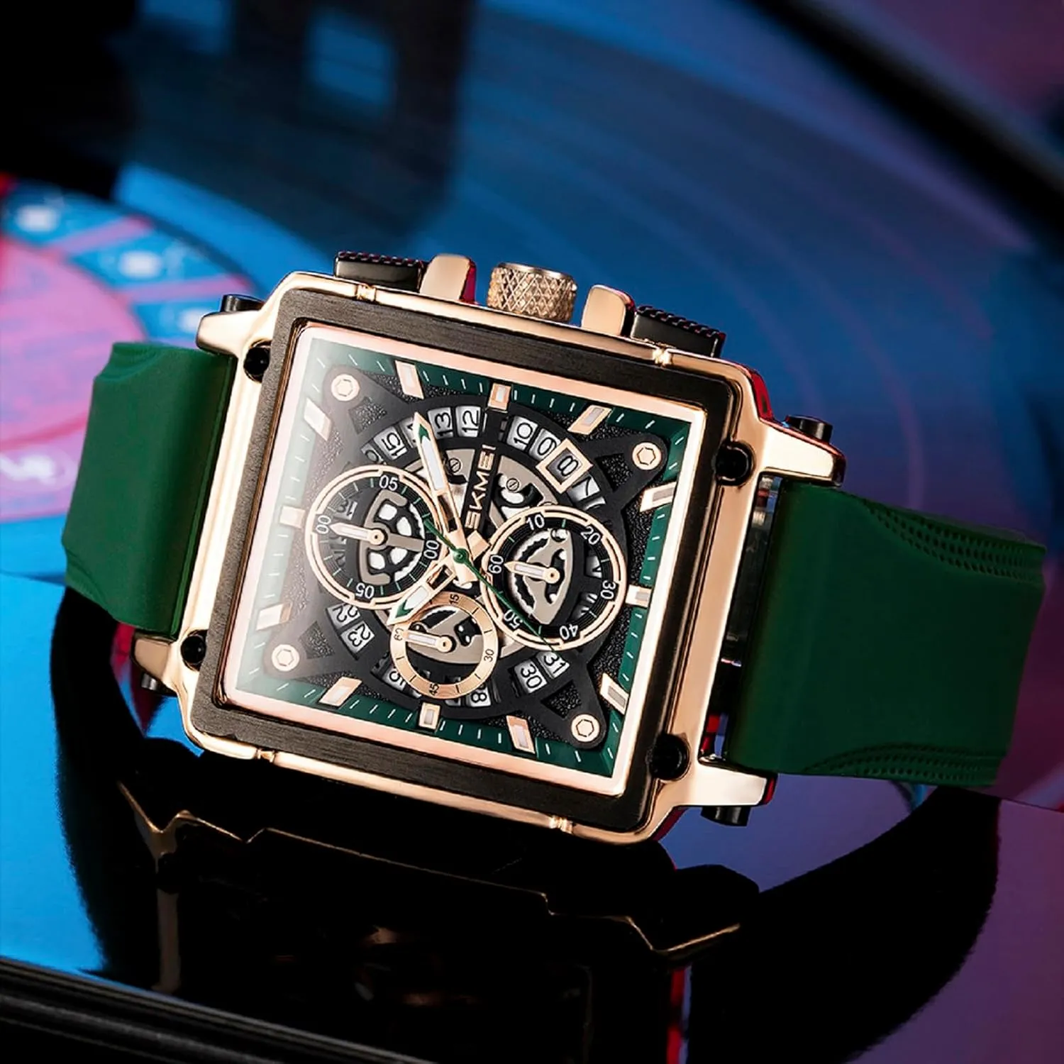 Men Watches SKMEI stiff distort Men's Analog Skeleton Watches with Chronograph Waterproof Stylish Dress 