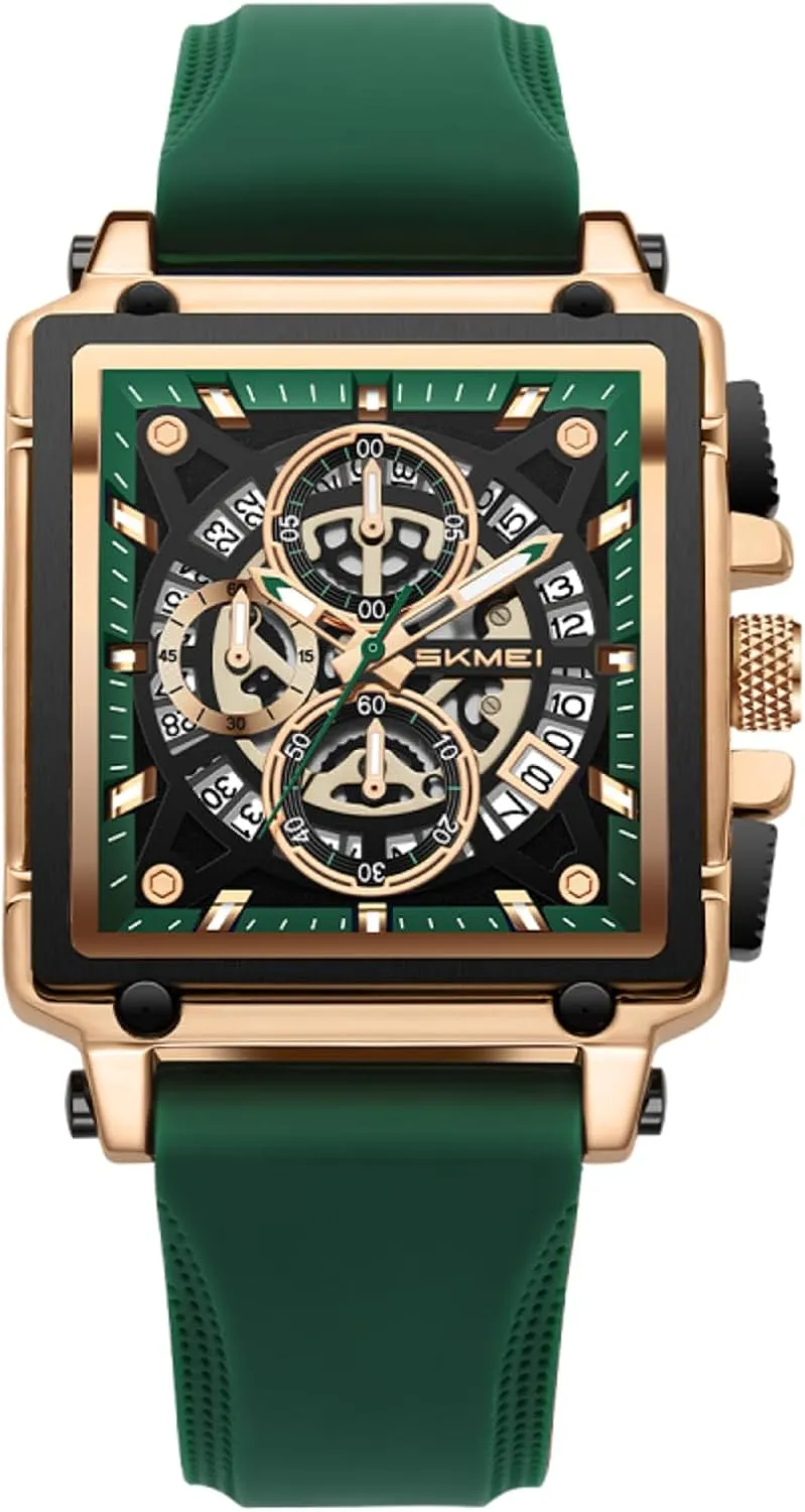 Men Watches SKMEI stiff distort Men's Analog Skeleton Watches with Chronograph Waterproof Stylish Dress 