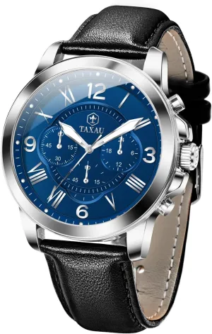 Men Waterproof Mens Dress Watch with Date Stainless Steel Analog Quartz Luxury Big Face Chronograph Large Number Wrist Watches Classic your upsurge champion prior Luminous Two-Character Numerical Dial Leather Watches for 
