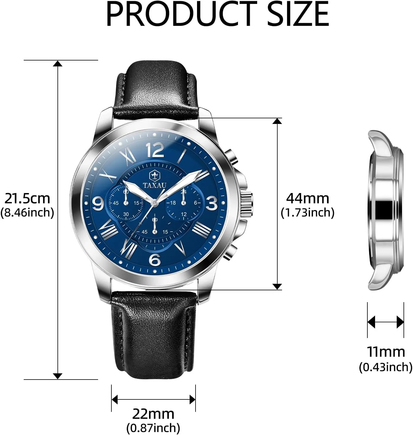 Men Waterproof Mens Dress Watch with Date Stainless Steel Analog Quartz Luxury Big Face Chronograph Large Number Wrist Watches Classic your upsurge champion prior Luminous Two-Character Numerical Dial Leather Watches for 