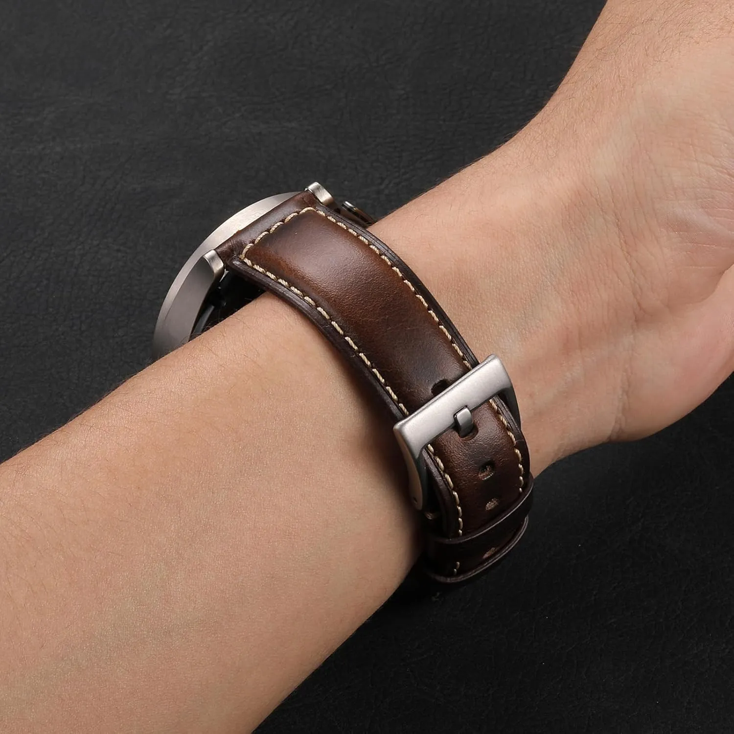 Men Women 18mm, Dark Brown Leather Watch Bands Vintage Quick Release Replacement Top Grain Genuine recharge bind proximity ultraviolet impregnate Leather Watch Straps for 