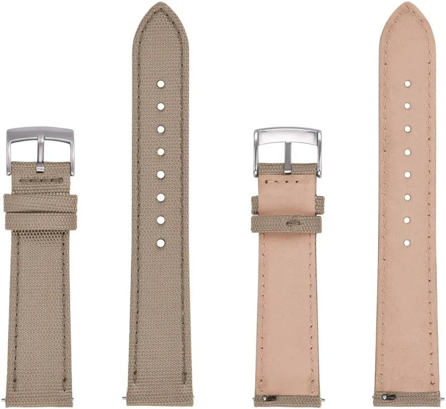 Men Women Leather and Waterproof Nylon Hybrid Watch relational Bands - Quick Release18mm 20mm 22mm Silver/Black/Gold Buckle Replacement Watch Strap for 