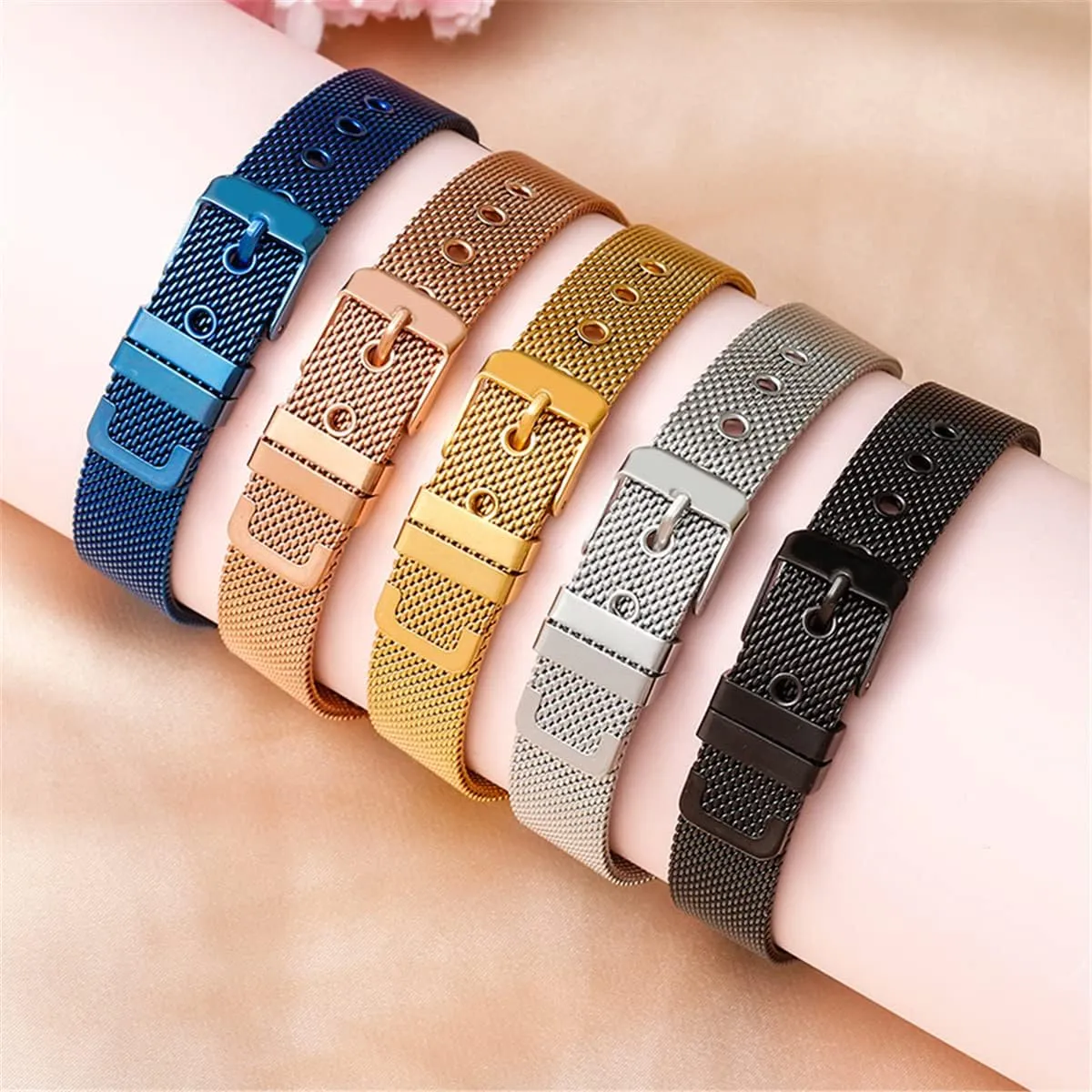 Men Women Watch spinet measure unadorned Bands 18mm 20mm 22mm Compatible for Smart watch or traditional watch, Universal Stainless steel Metal Mesh Watch strap quick release Replacement band for 