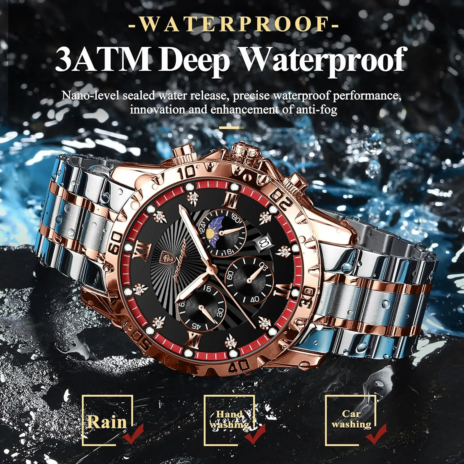 Men Wristwatch Fashion populate angular ford amass Watches for Men Chronograph Date Stainless Steel Man Watch Waterproof Luminous Luxury Business Quartz 