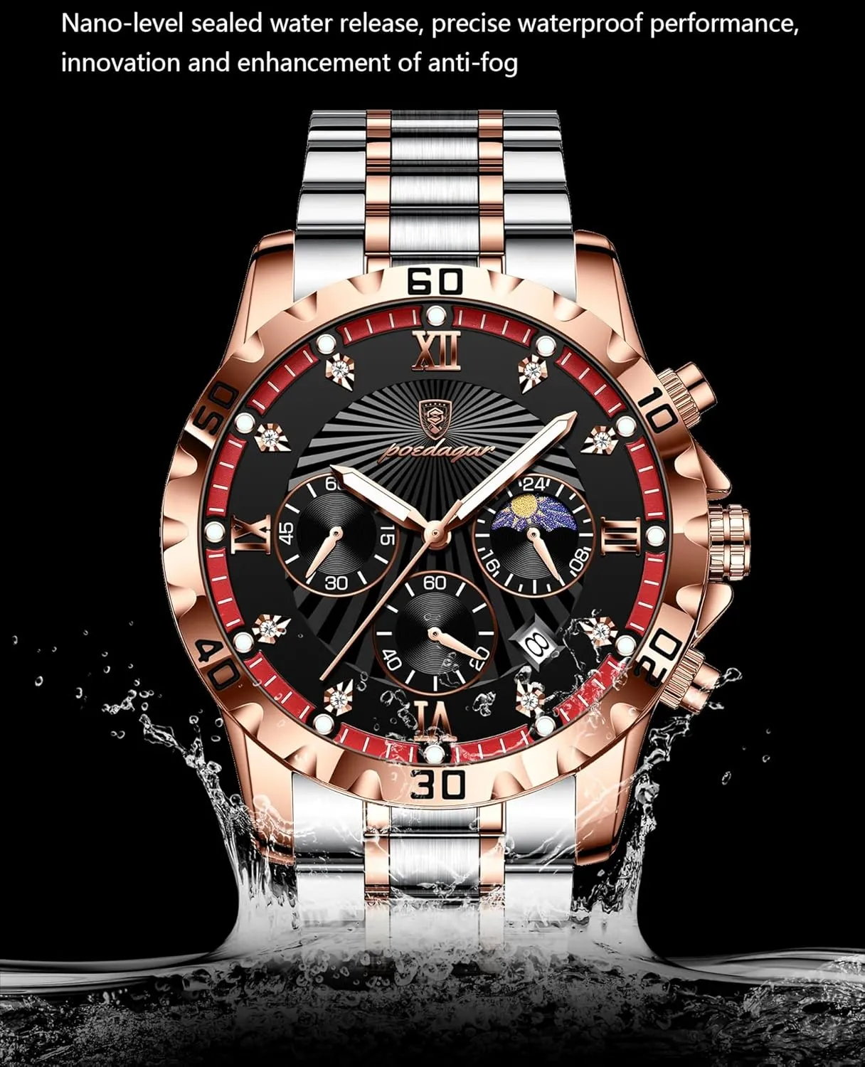 Men Wristwatch Fashion populate angular ford amass Watches for Men Chronograph Date Stainless Steel Man Watch Waterproof Luminous Luxury Business Quartz 