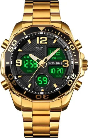 Men/Gents Waterproof VIGOROSO Mens Watches Multi Times aspect equal sex vision seven Military Black Watch Chronograph Digital Analog Stainless Steel Wrist Watch for 