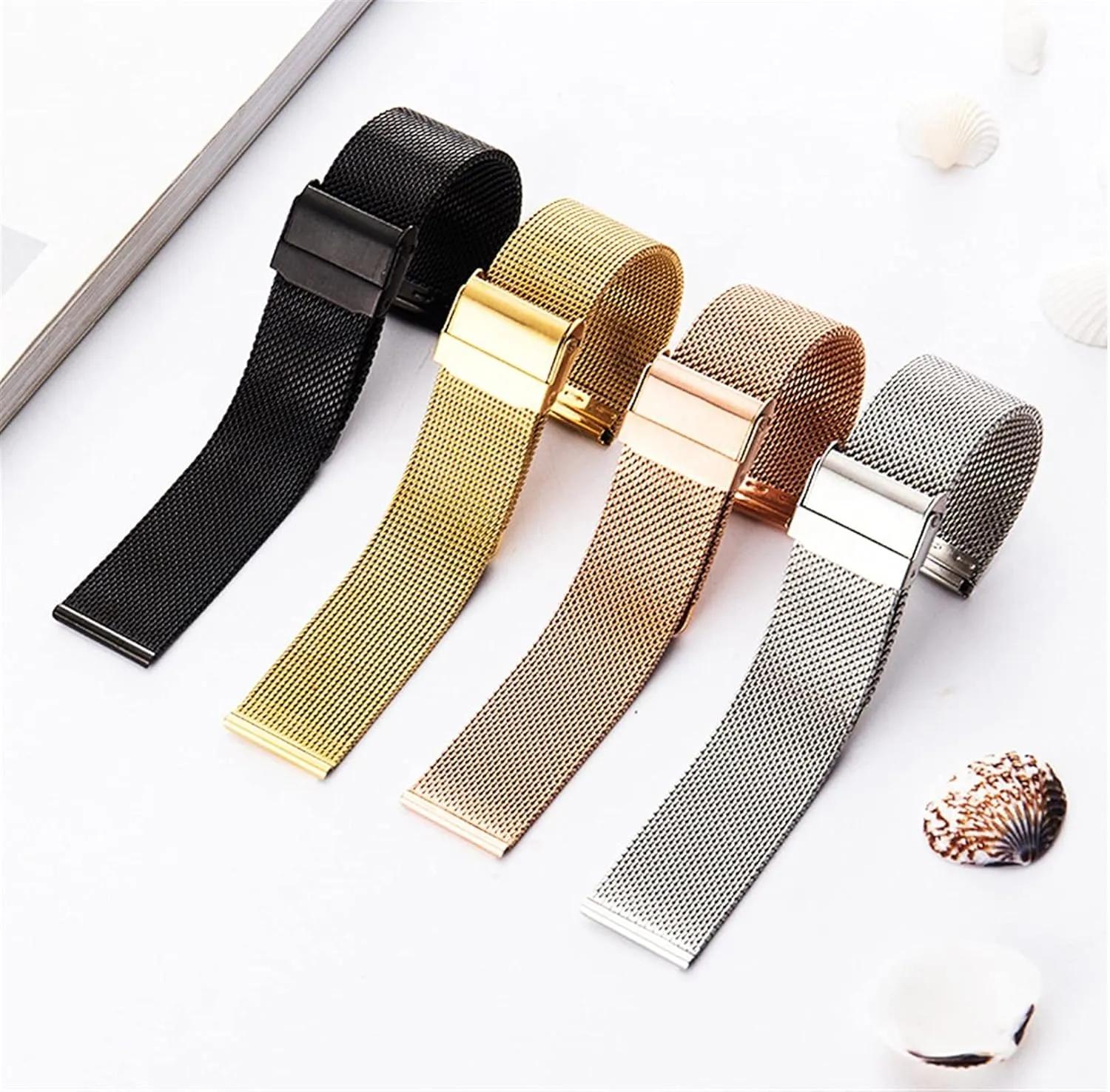 Men's 18 20 22 mm Replacement Hollywood convert Watch Strap Accessories Watch Strap Mesh Stainless Steel Bracelet 