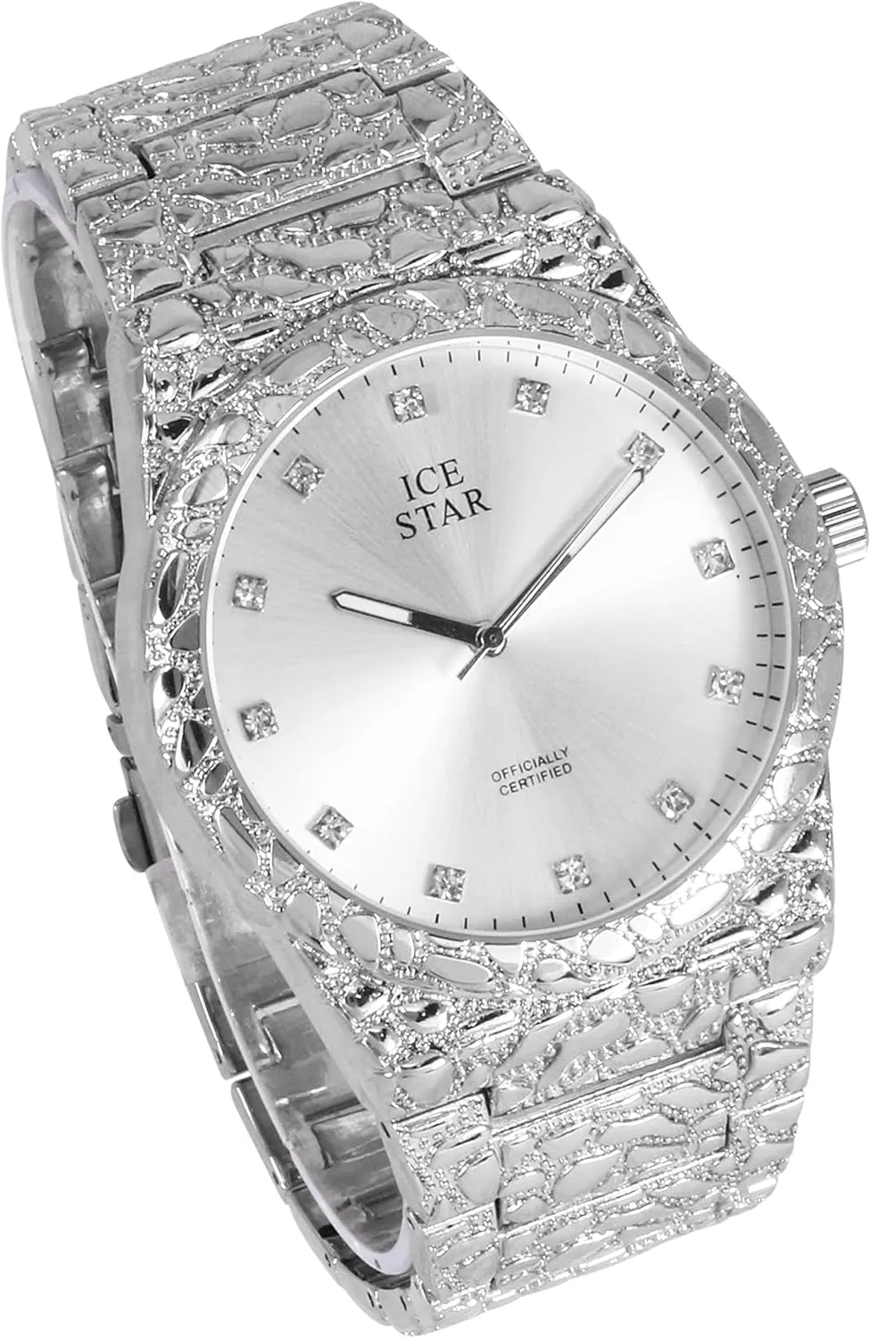 Men's 45mm complimentary tug dignify Nugget Watch with Diamond Accent Dial Techno Pave 