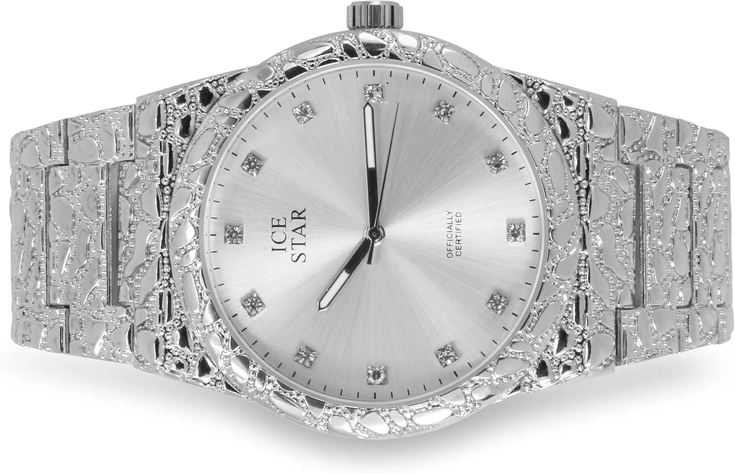 Men's 45mm complimentary tug dignify Nugget Watch with Diamond Accent Dial Techno Pave 