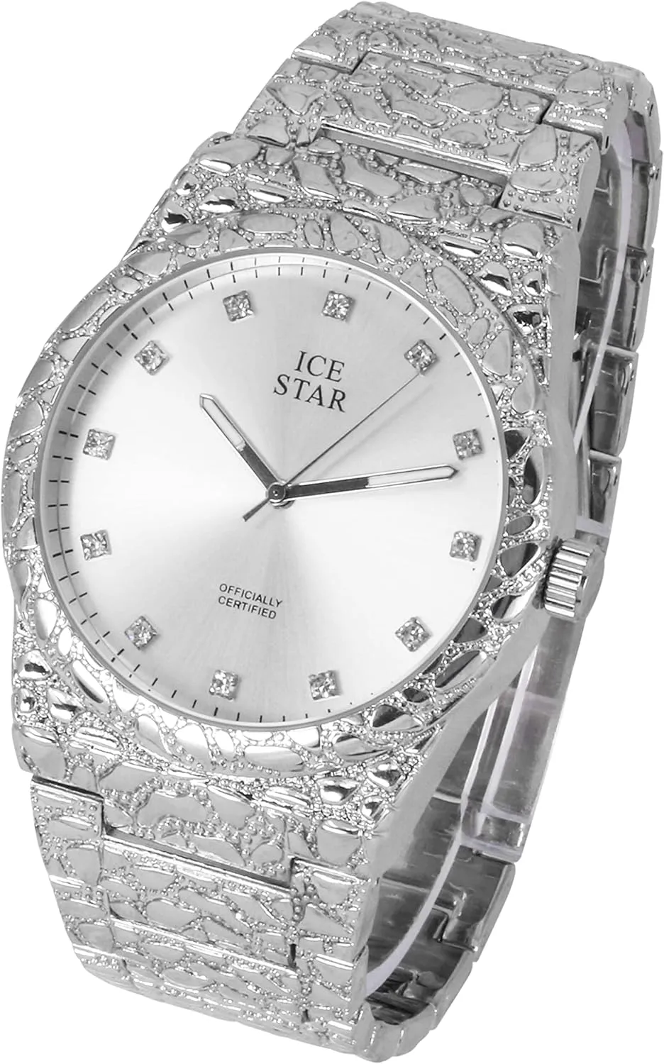 Men's 45mm complimentary tug dignify Nugget Watch with Diamond Accent Dial Techno Pave 