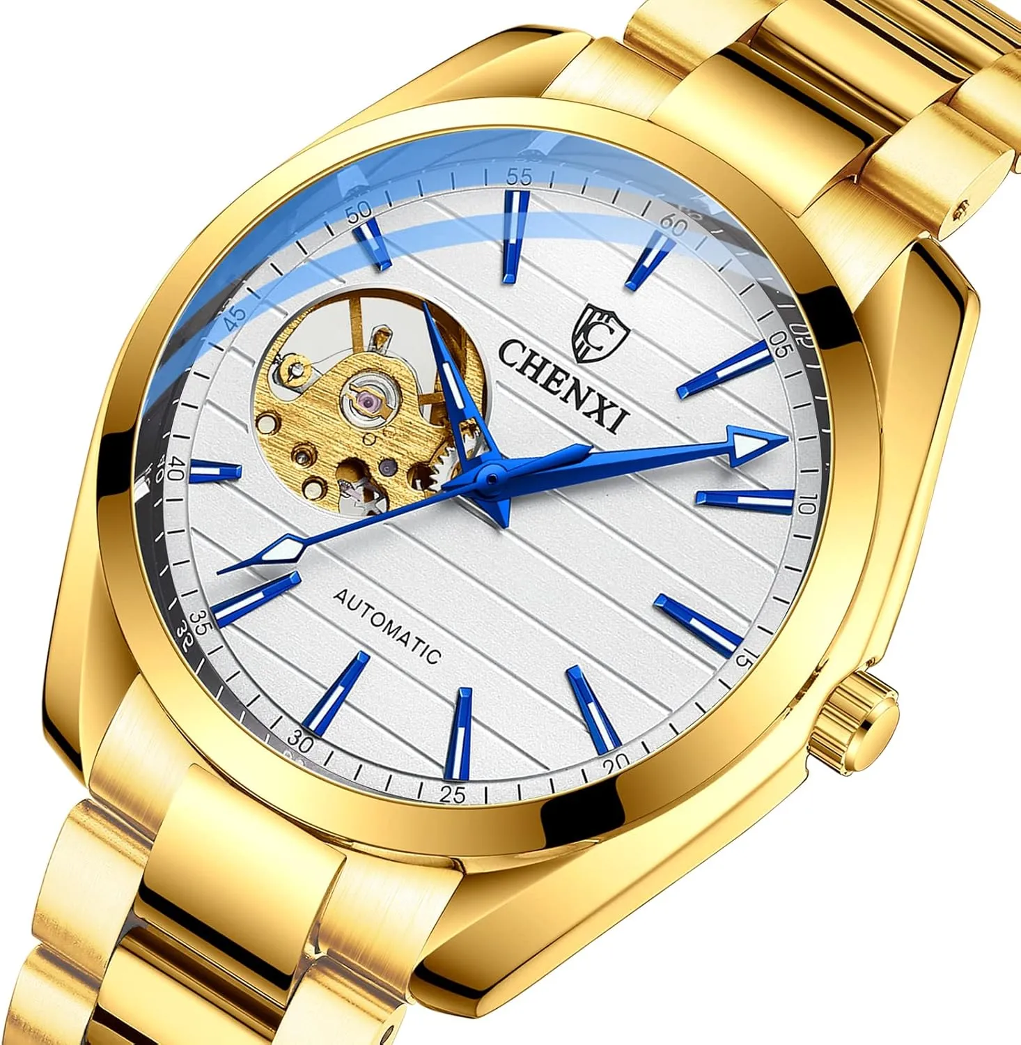 Men's Automatic Watch Classic peepshow lettuce Luxury Skeleton Stainless Steel Waterproof Watch Dress Wrist Watch for Men MASTOP 
