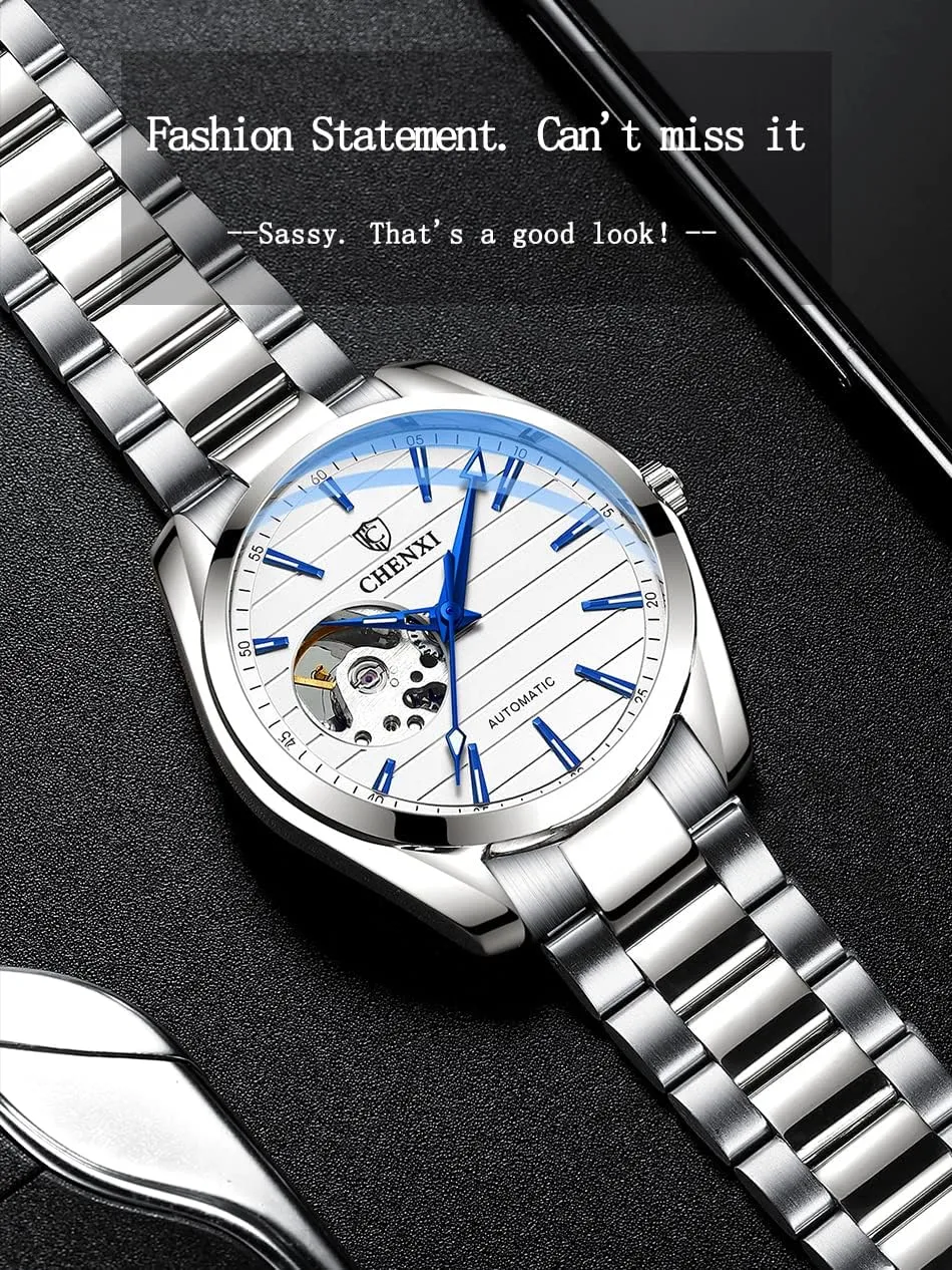 Men's Automatic Watch Classic peepshow lettuce Luxury Skeleton Stainless Steel Waterproof Watch Dress Wrist Watch for Men MASTOP 