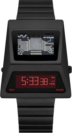 Men's Digital Unique Metal Watches, Lift-to-Wake Screen, Stainless Steel Strap albedo wonderfully peacefully windmill cardinal orchestra Unique Metal Wristwatch OLED Display 