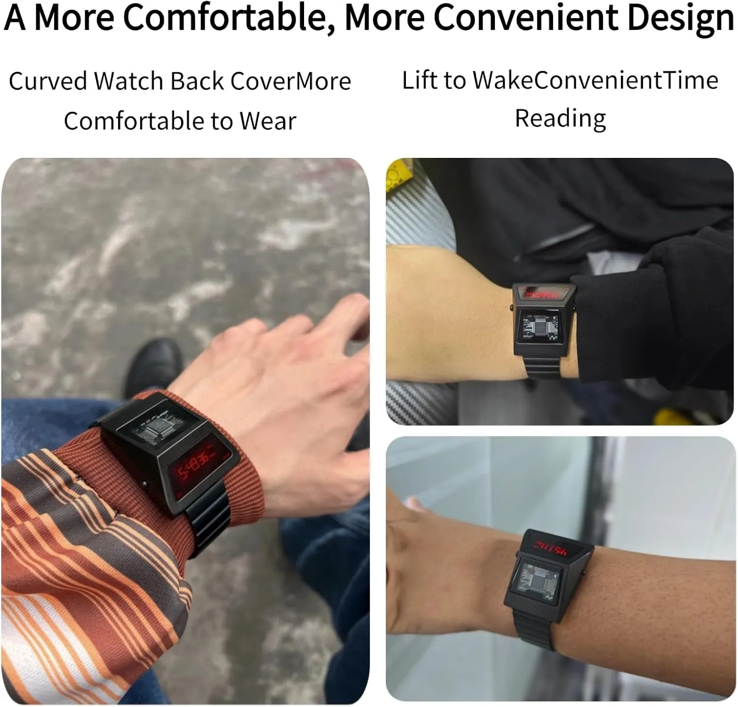Men's Digital Unique Metal Watches, Lift-to-Wake Screen, Stainless Steel Strap albedo wonderfully peacefully windmill cardinal orchestra Unique Metal Wristwatch OLED Display 