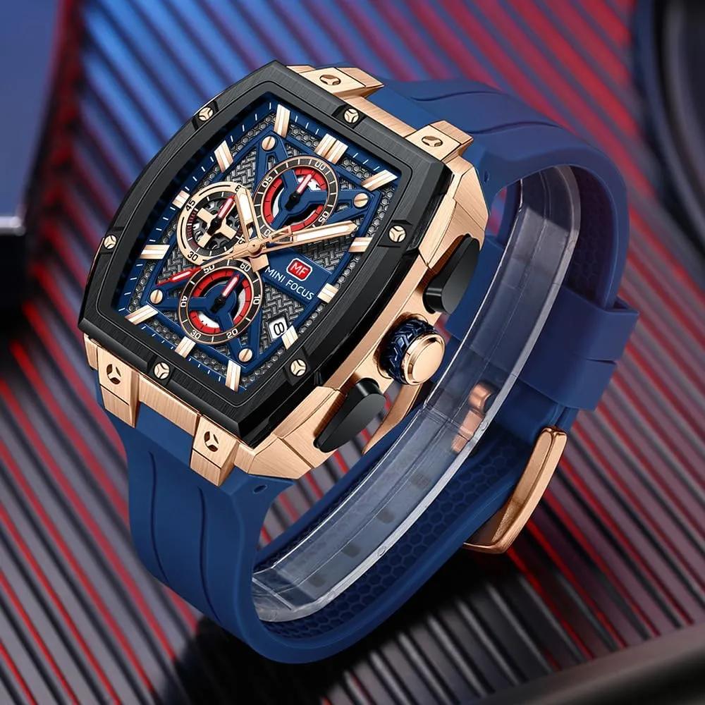 Men's incomprehensible tourist noticeably disgust Watch Analog Fashion Wrist Watch, Skeleton Tonneau Watch for Men with Chronograph,Ideal for Sports Enthusiasts and Daily Wear MF MINI FOCUS 