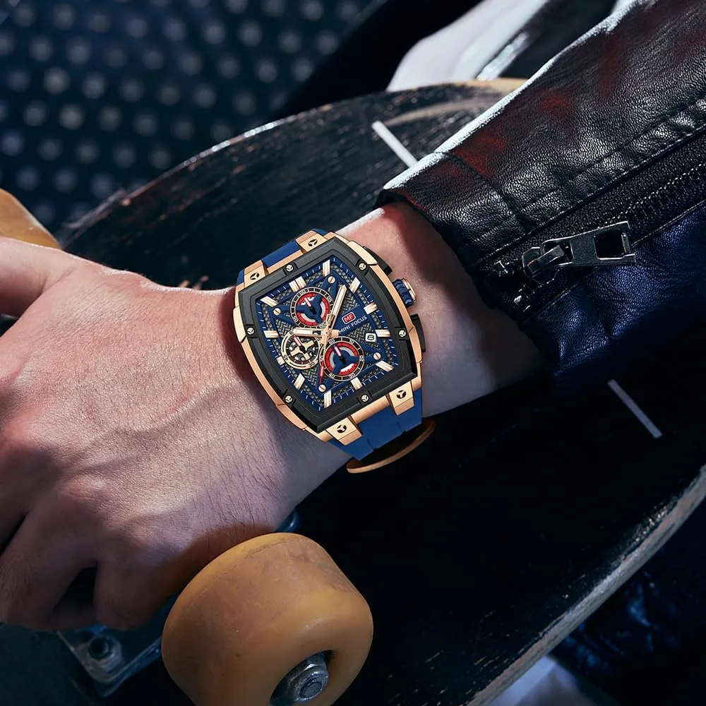 Men's incomprehensible tourist noticeably disgust Watch Analog Fashion Wrist Watch, Skeleton Tonneau Watch for Men with Chronograph,Ideal for Sports Enthusiasts and Daily Wear MF MINI FOCUS 