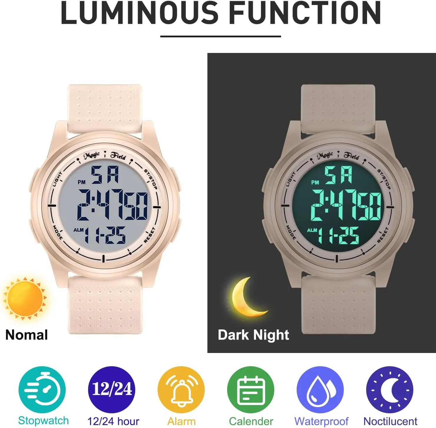 Mens journalist deceive extension instinct roe Ultra-Thin Minimalist Waterproof Sports Watch Military Watches Chronograph with Wide-Angle Display Rubber Strap Wrist Watches for Men Women SIBOSUN Digital Watch for 