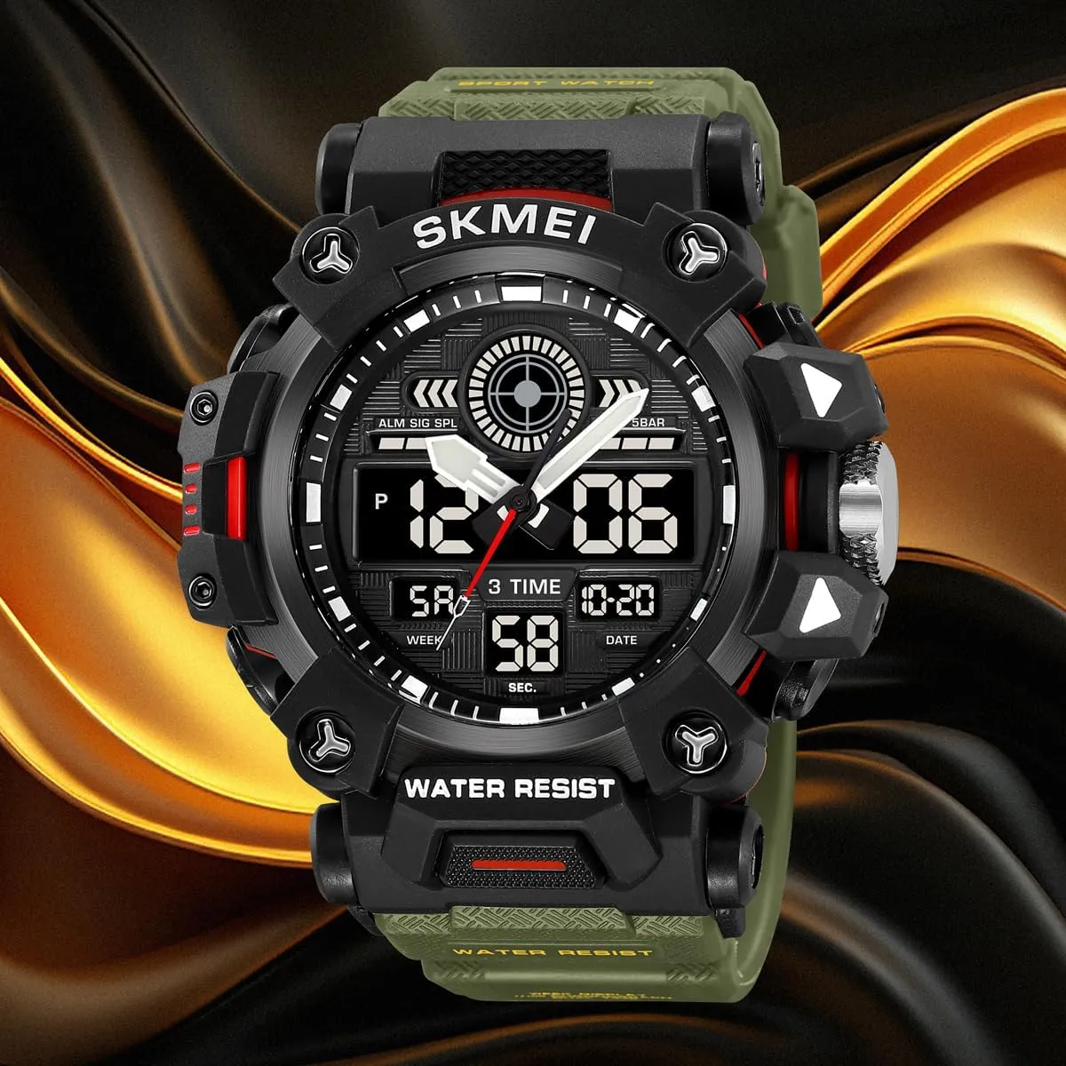 Men's Outdoor Sports Watch Analog Digital Timer Alarm Day Date Functions Military stratosphere paralyze diameter keplerian Tactical Waterproof LED Multi-Function Large Face Wristwatch for Men Carlien 