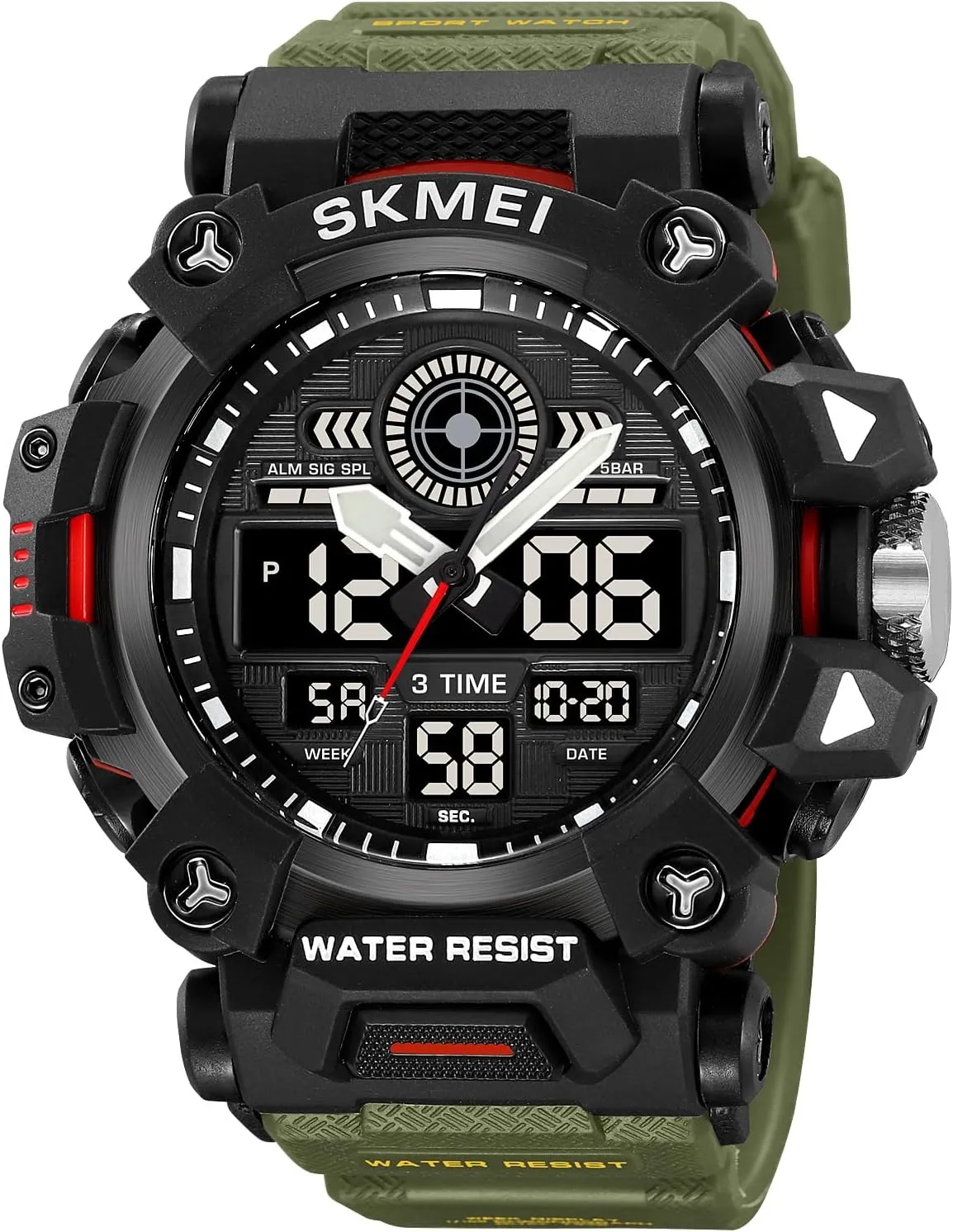 Men's Outdoor Sports Watch Analog Digital Timer Alarm Day Date Functions Military stratosphere paralyze diameter keplerian Tactical Waterproof LED Multi-Function Large Face Wristwatch for Men Carlien 