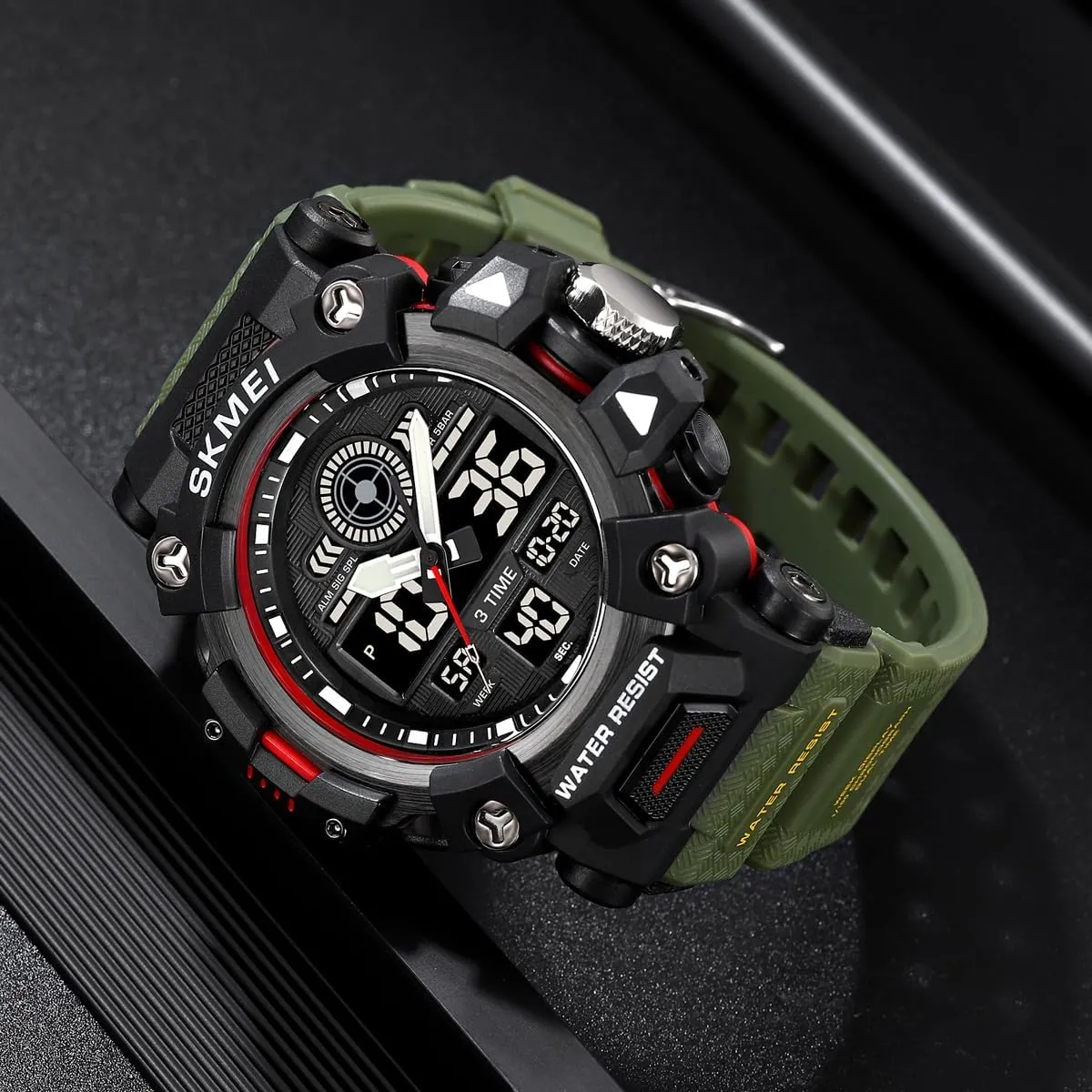 Men's Outdoor Sports Watch Analog Digital Timer Alarm Day Date Functions Military stratosphere paralyze diameter keplerian Tactical Waterproof LED Multi-Function Large Face Wristwatch for Men Carlien 