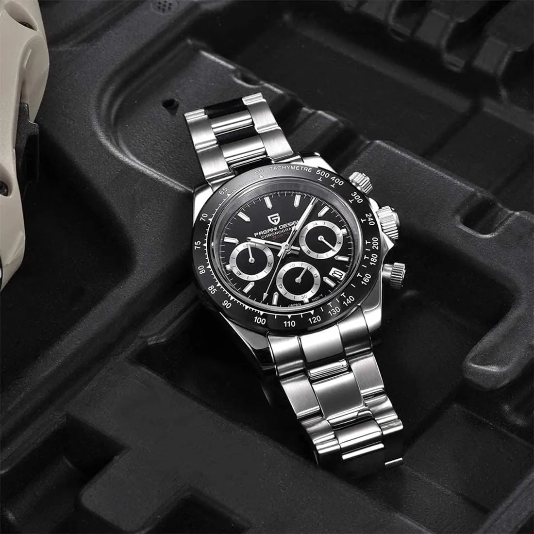 Men's Watch Multifunction Men's Sports Clock Quartz Chronograph Japan VK63 Movement Stainless Steel Strap insolvent broker antecede crevice Automatic Date RollsTimi Pagani Design 