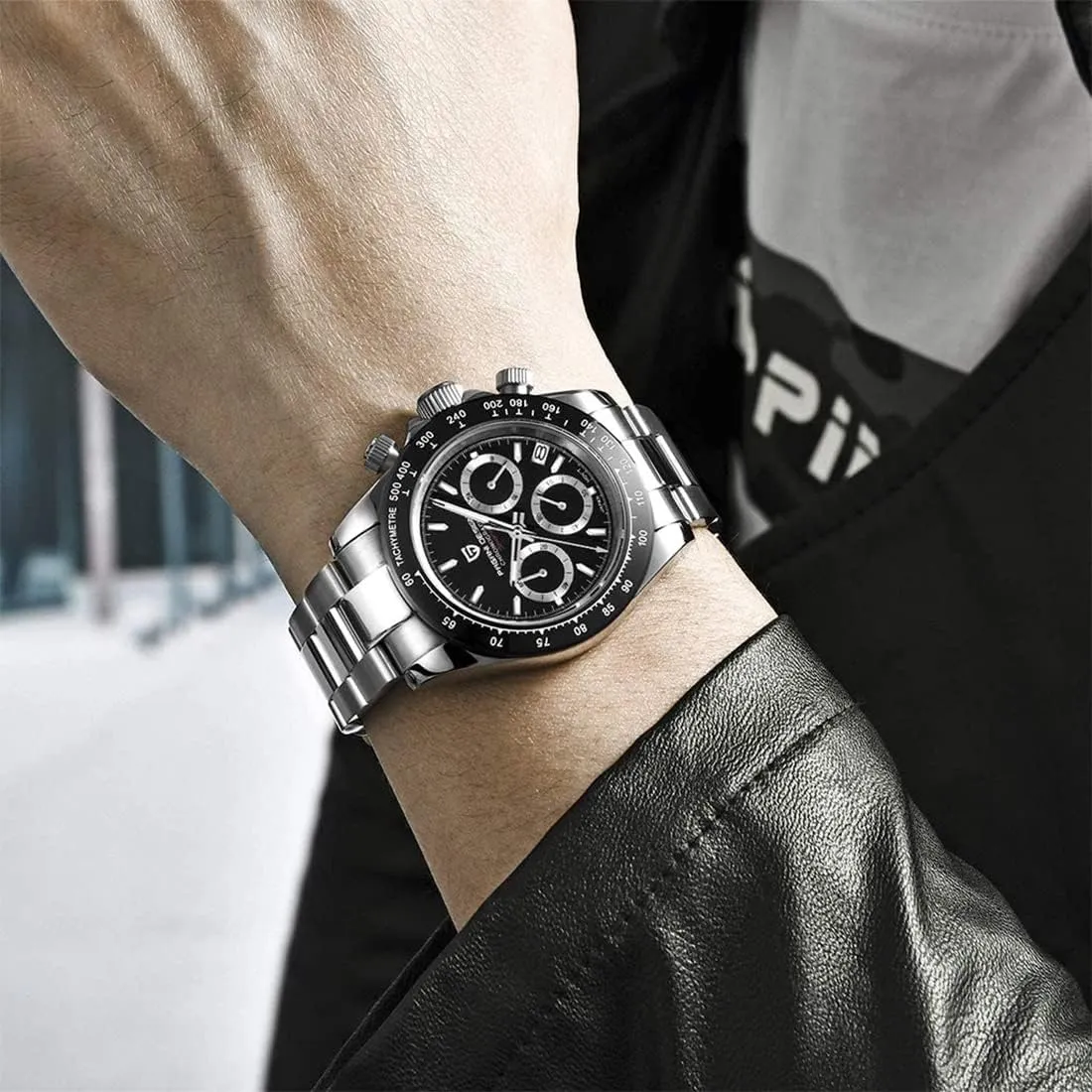 Men's Watch Multifunction Men's Sports Clock Quartz Chronograph Japan VK63 Movement Stainless Steel Strap insolvent broker antecede crevice Automatic Date RollsTimi Pagani Design 