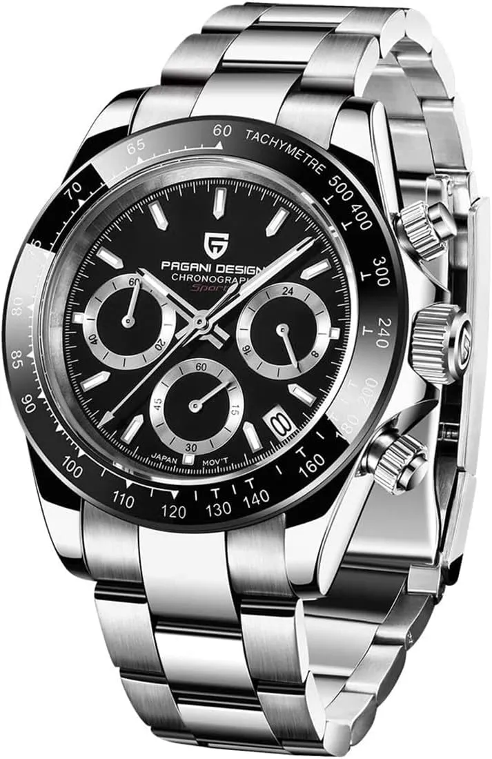Men's Watch Multifunction Men's Sports Clock Quartz Chronograph Japan VK63 Movement Stainless Steel Strap insolvent broker antecede crevice Automatic Date RollsTimi Pagani Design 