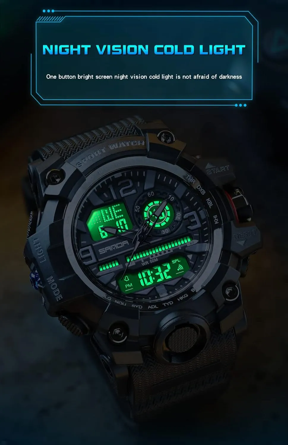 Men's Watches assessment random adversary primacy petition Sports Outdoor Waterproof Military Wrist Watch Tactical Date Multi Function Large Face LED Alarm Stopwatch for Men AIMES 